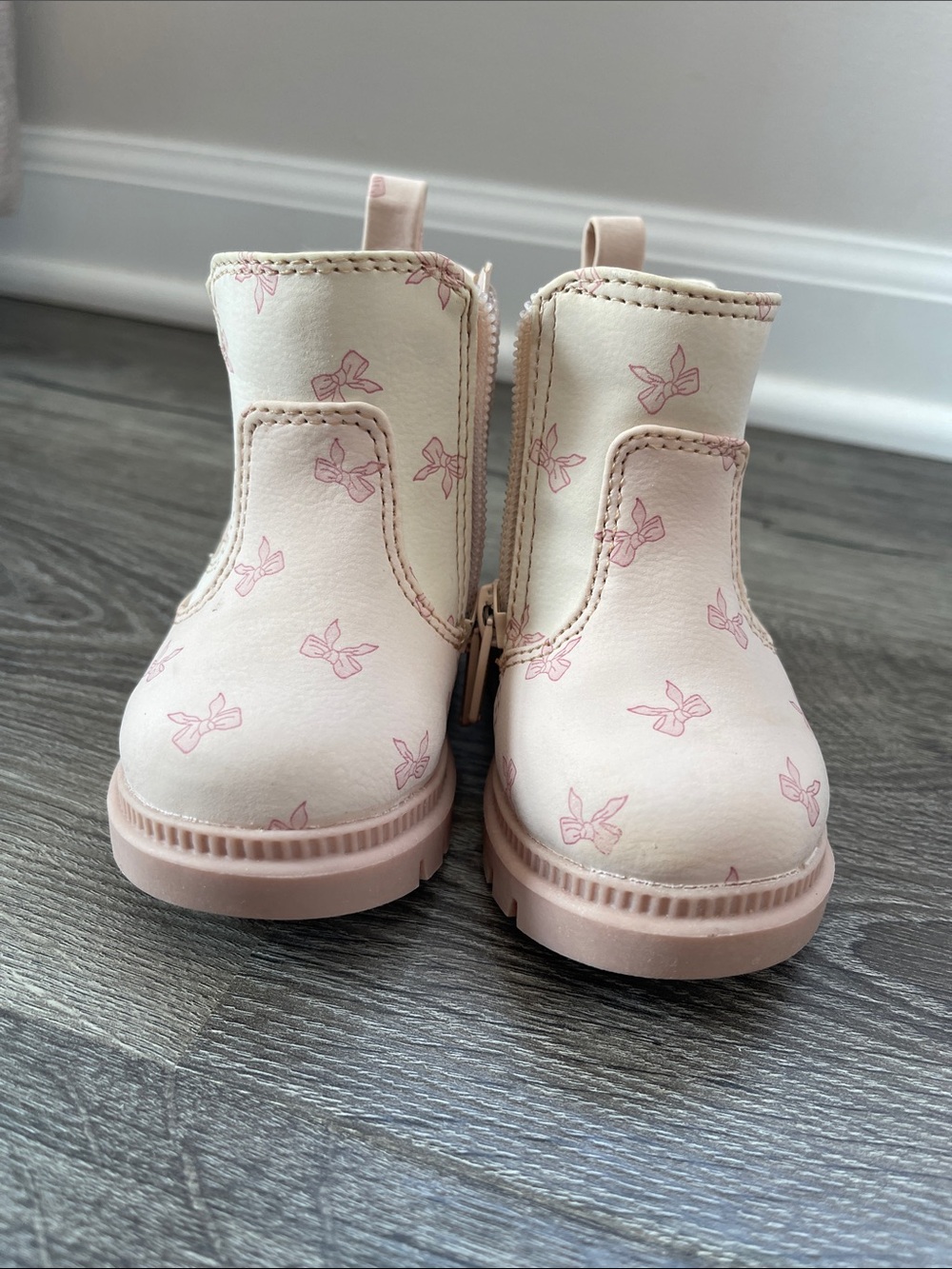 wonder nation Pink Bow-Print Ankle Boots for Kids